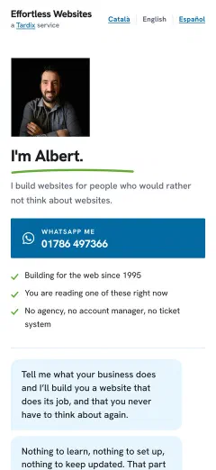 El mateix web, en un mòbil