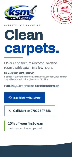 El web de KSM Carpet Cleaning, en un mòbil